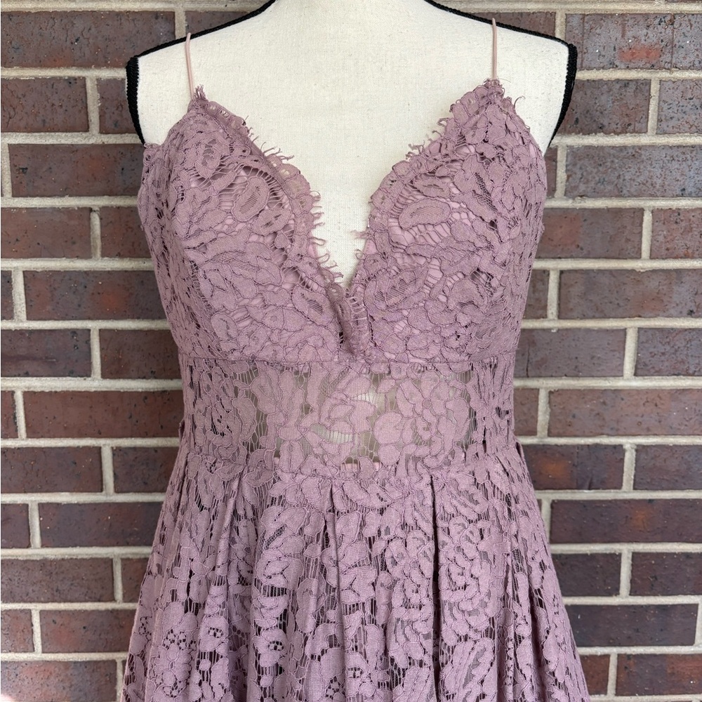 ASOS Lace Spaghetti Strap Midi Dress in Mauve lavender Size 12 - Picture 9 of 12